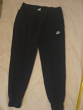 Nike Black  Fleece Jogger Pants with White Swoosh